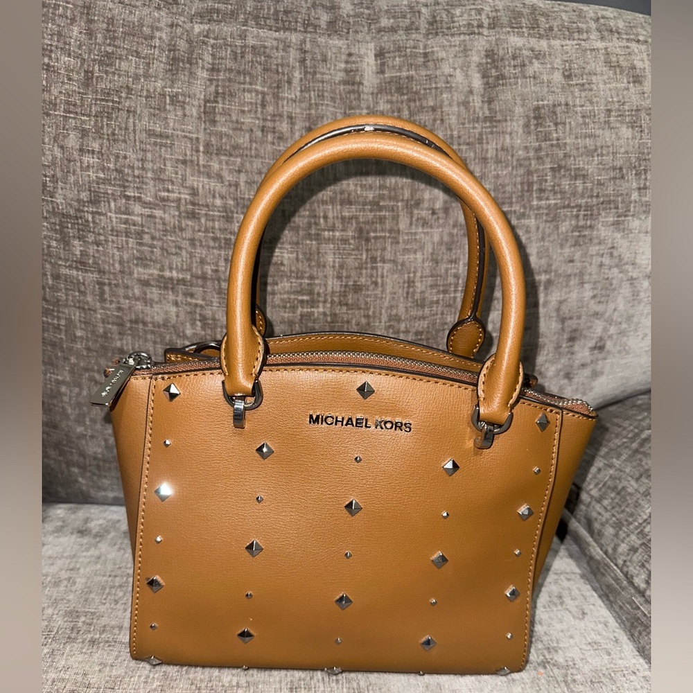 Michael Kors Brown Studded Satchel